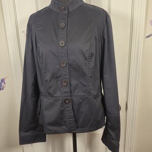 Apostrophe Black Cotton Blend Utility Military Style Jacket Size 12